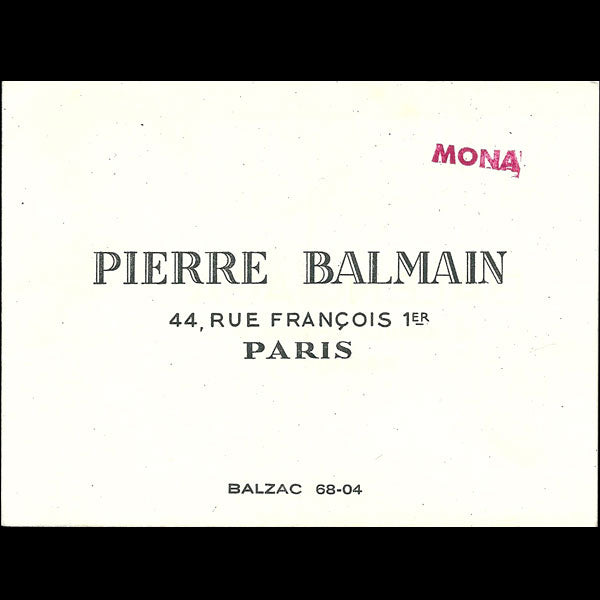 Balmain, carnet de défilé, circa 1955