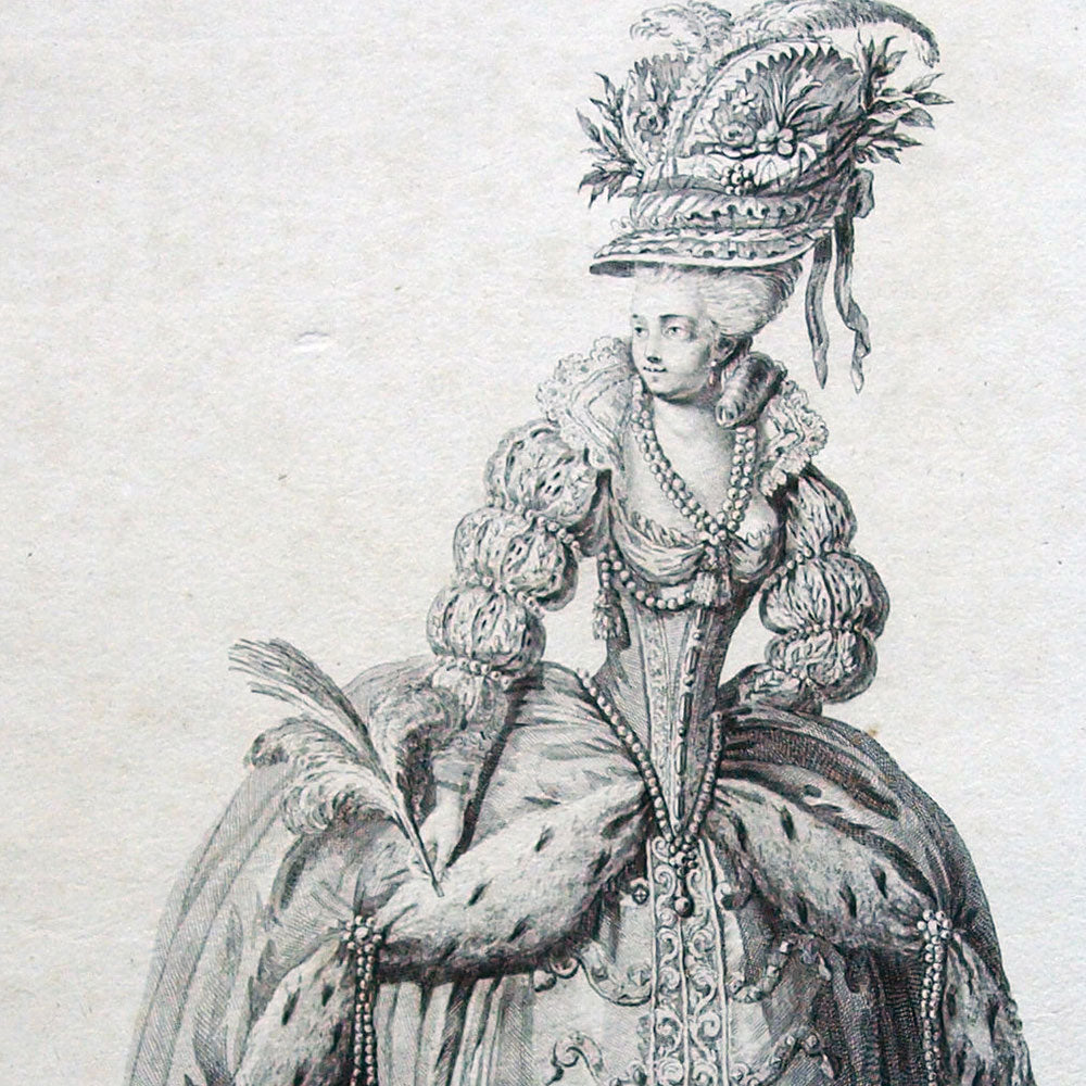 Gallerie des Modes et Costumes Français, 1778-1787, gravure n° S 103, Costume de Dame de Cour (1779)
