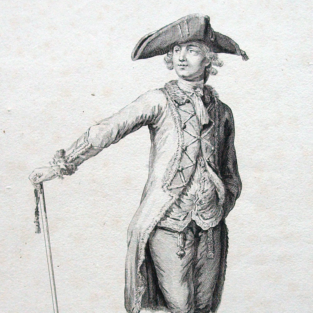 Gallerie des Modes et Costumes Français, gravure n° S 108, Costume de Stukeli (1779)