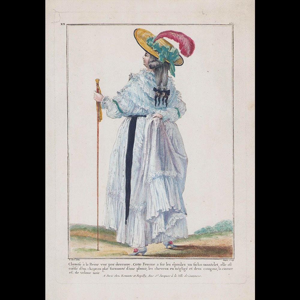 Gallerie des Modes et Costumes Français, 1778-1787, gravure n° xx 262, Chemise à la Reine (1784)