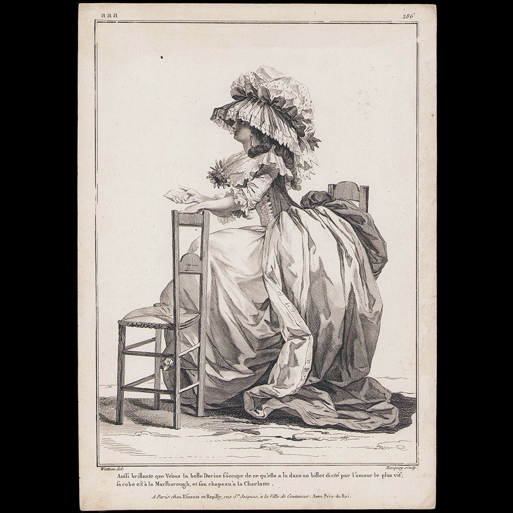 Gallerie des Modes et Costumes Français, 1778-1787 - réunion de 8 gravures par Watteau (1784-1785)