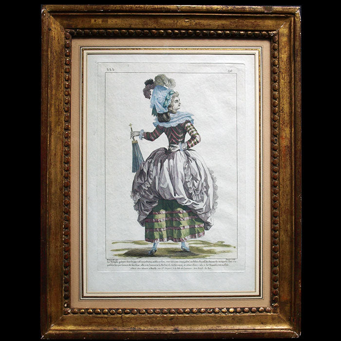 Gallerie des Modes et Costumes Français, 1778-1787, gravure n° bbb 293, La Nymphe galante (1785)