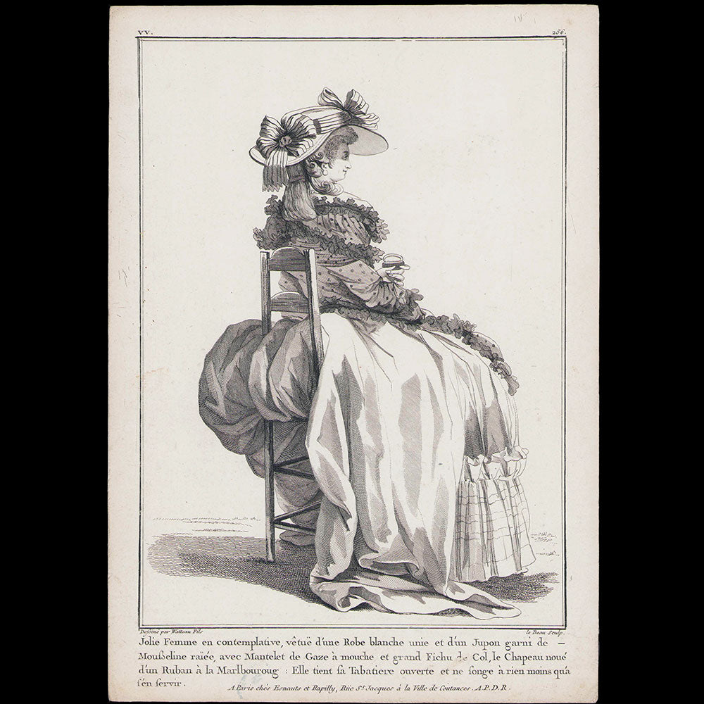 Gallerie des Modes et Costumes Français, 1778-1787 - réunion de 8 gravures par Watteau (1784-1785)