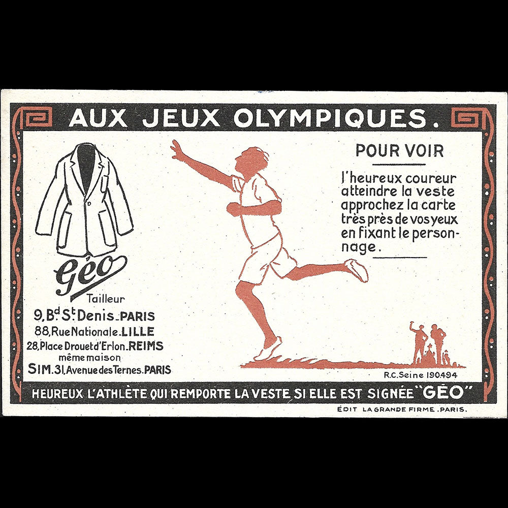 Geo - Aux Jeux Olympiques, carte illustrée du tailleur (1924)