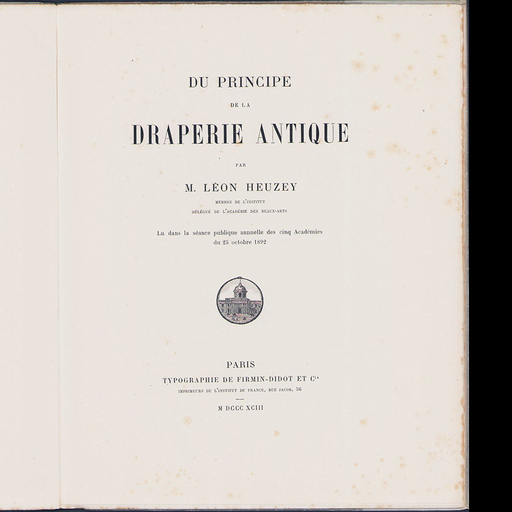 Léon Heuzey - Du Principe de la Draperie Antique (1893)