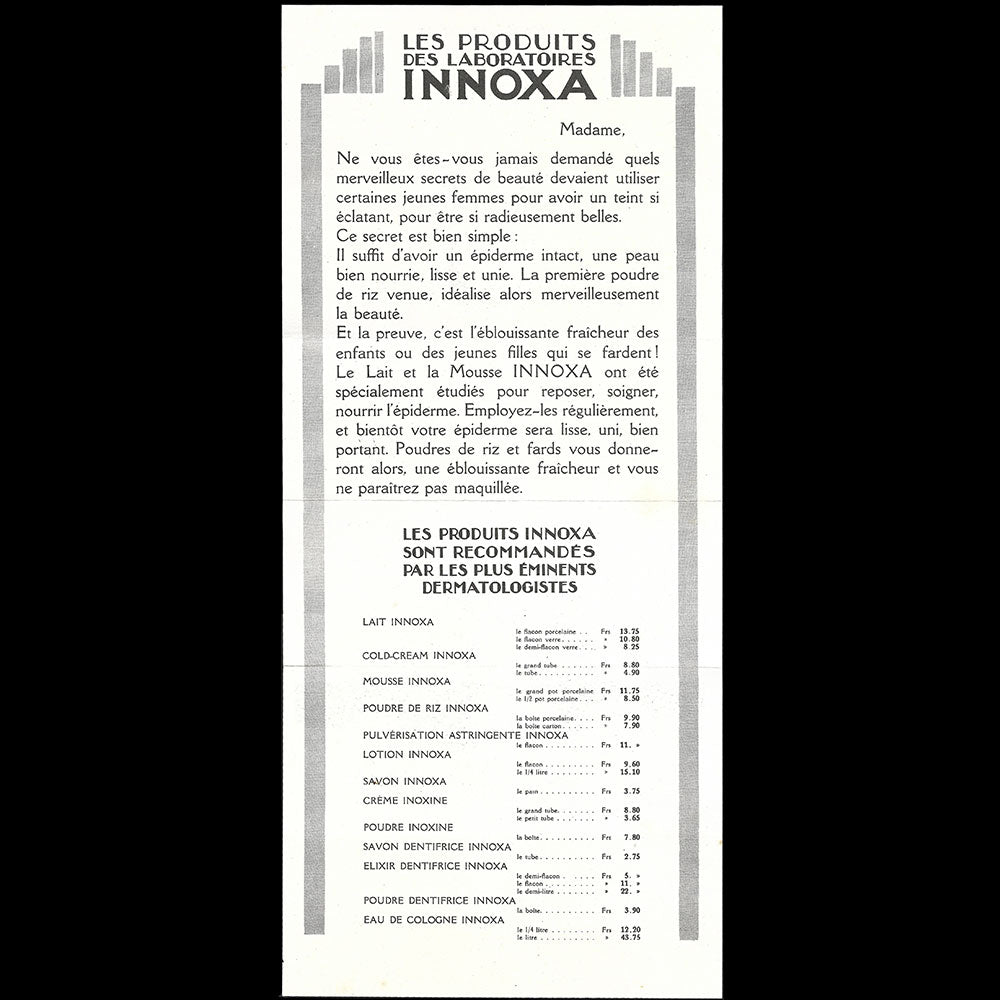 Innoxa - Document publicitaire illustré (1925)