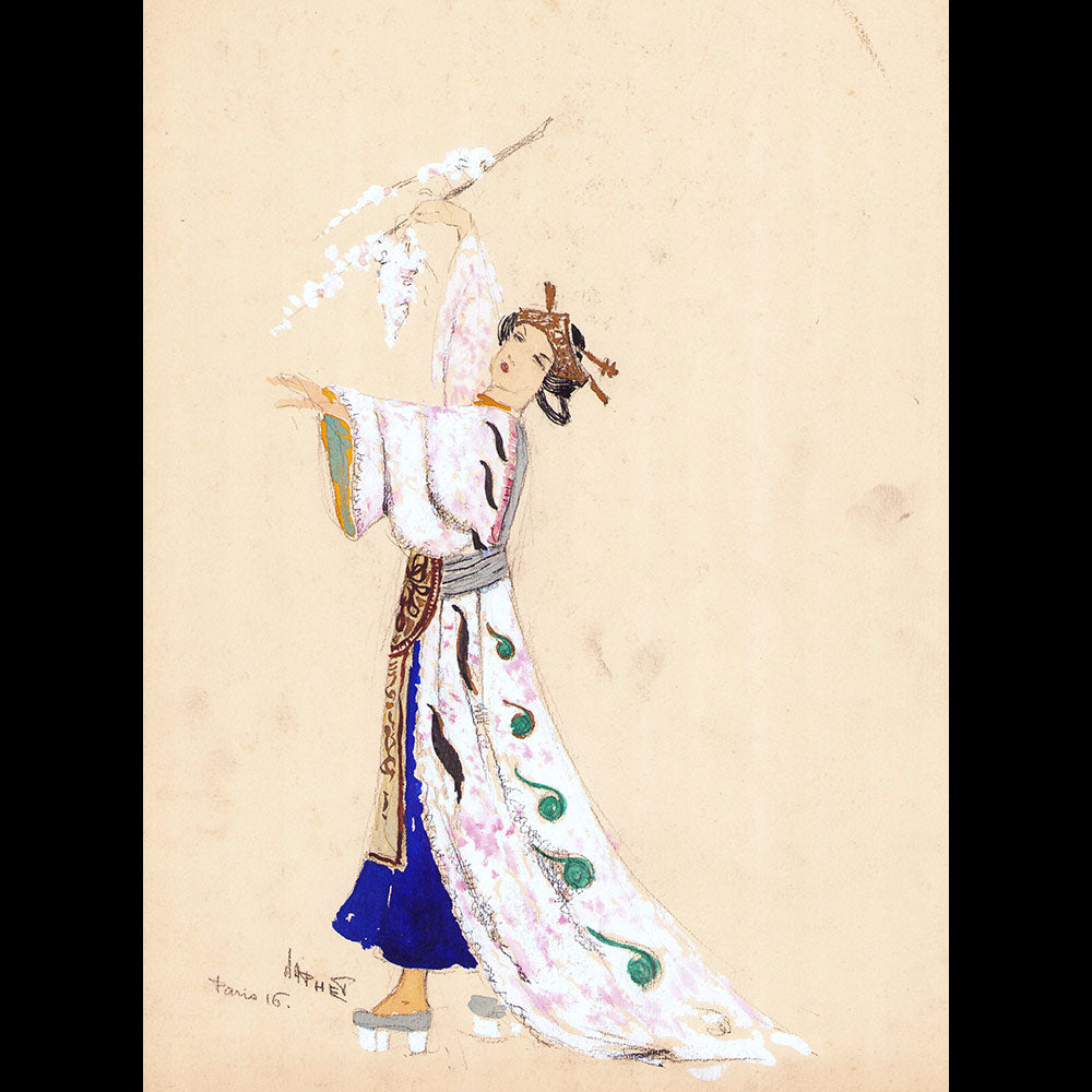 Japhet - Dessin d'un costume japonais Fleur de cerisier (1915)