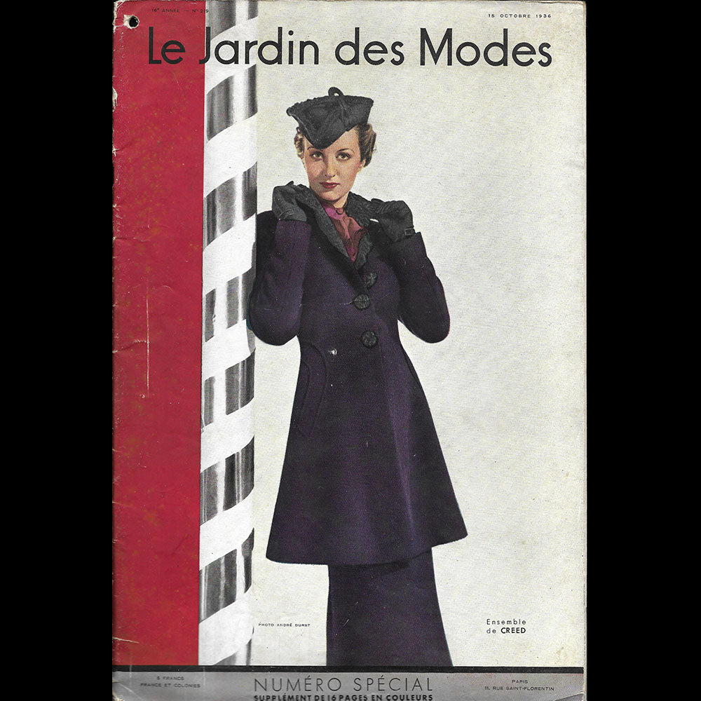 Le Jardin des Modes, n°219, 15 octobre 1936, ensemble de Creed