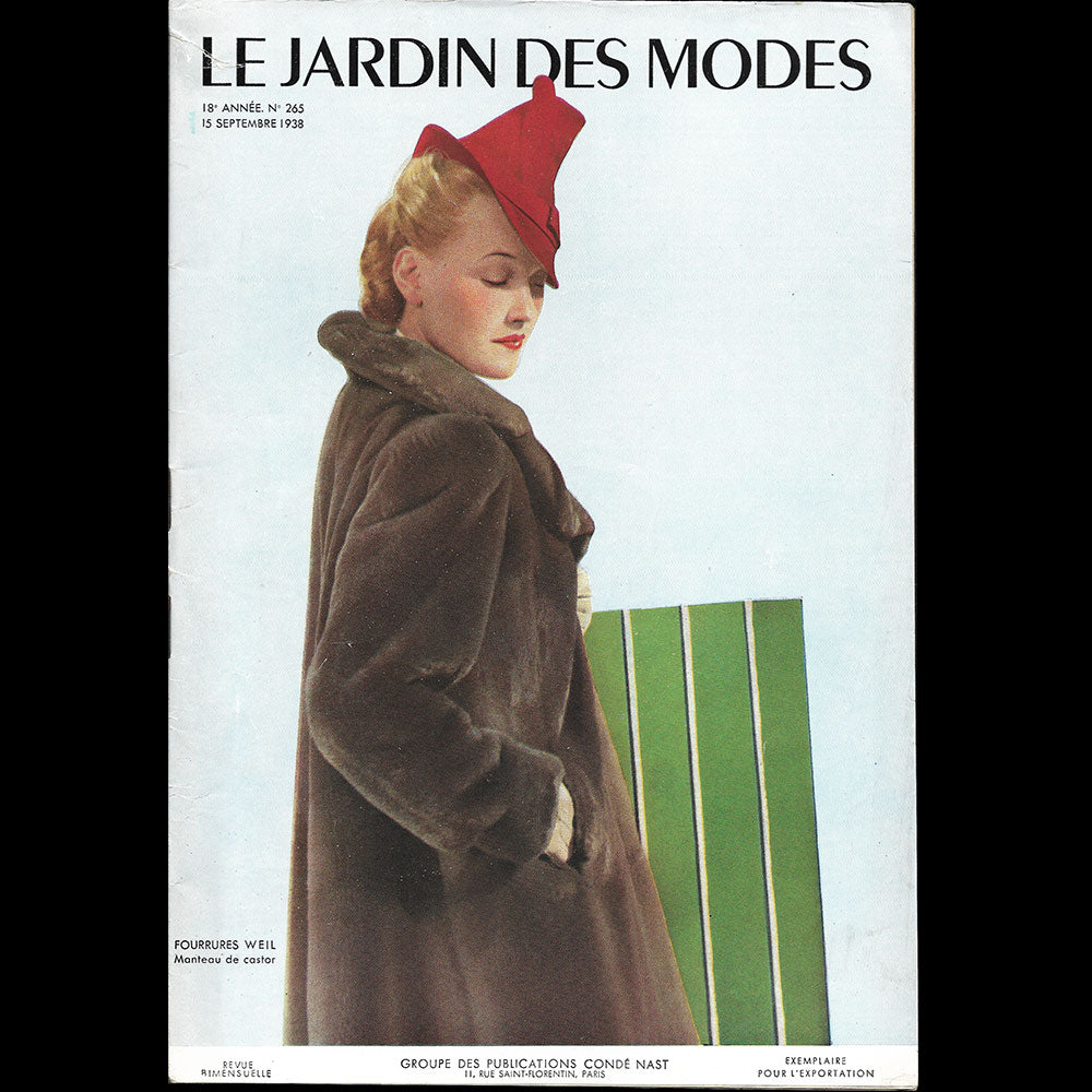 Le Jardin des Modes, n°265, 15 septembre 1938, Manteau des Fourrures Weil