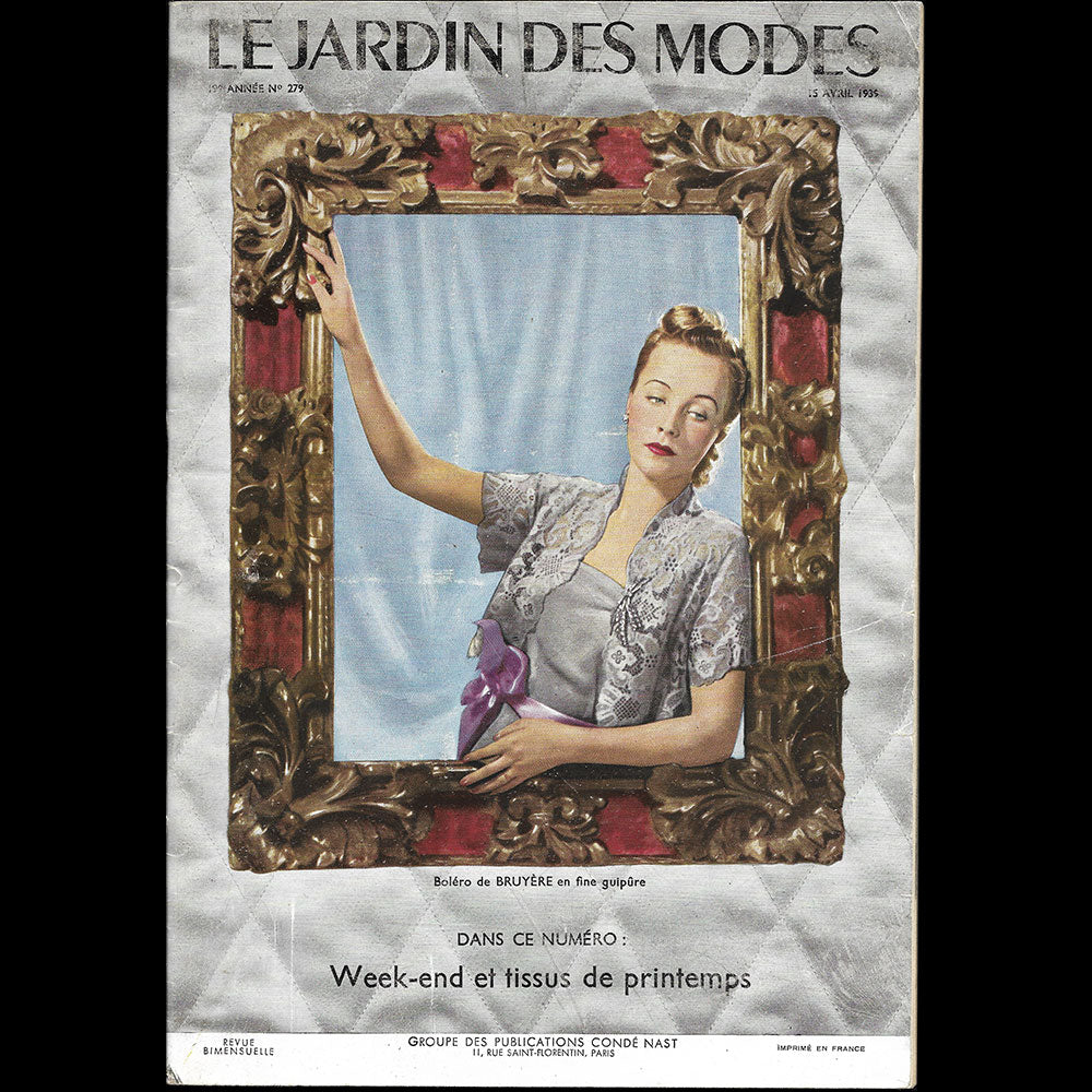 Le Jardin des Modes, n°279, 15 avril 1939, boléro de Bruyère