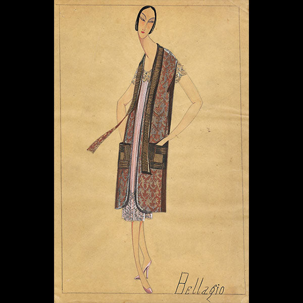 Jeanne Lanvin - Dessin de l'ensemble Bellagio (1925)