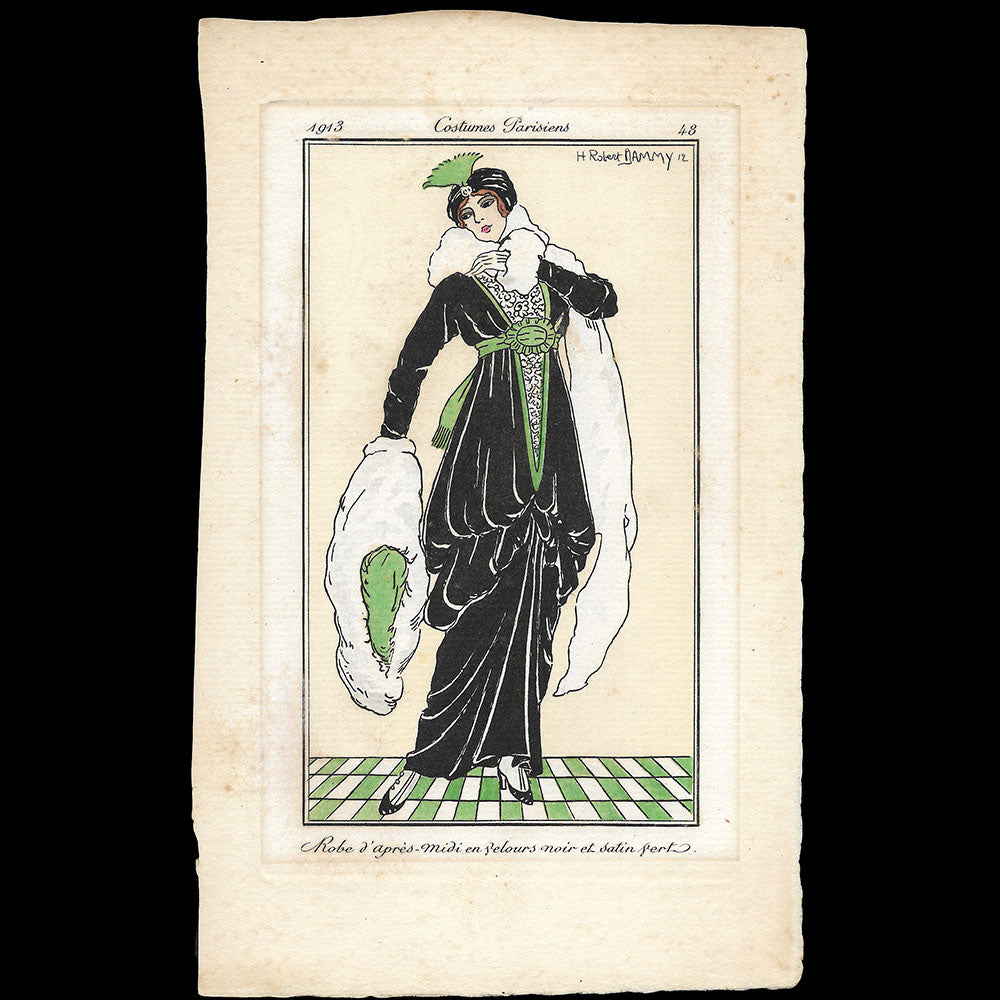 Robe d'après-midi, planche de Robert Dammy pour Le Journal des Dames et des Modes, Costumes Parisiens (1913)