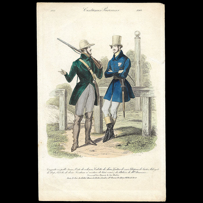 Journal des Dames et des Modes, Costumes Parisiens - Gravure de mode masculine (1835)