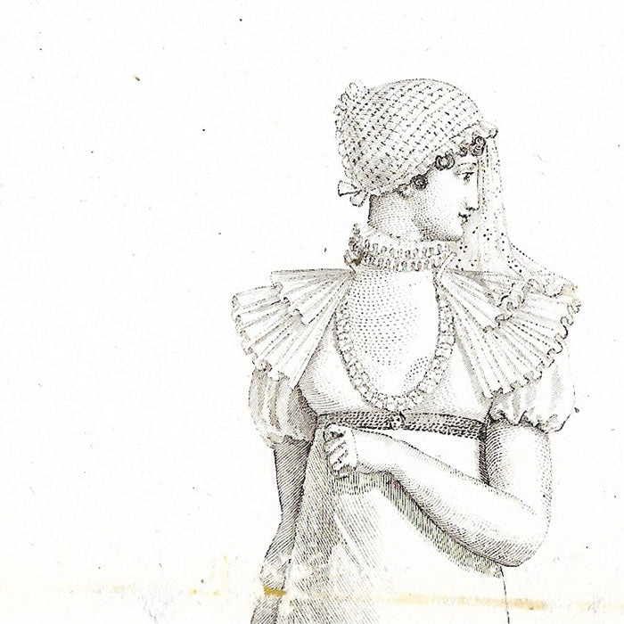 Costume Parisien, Journal des dames et des modes, 1808 épreuve avant la lettre de la gravure n°909