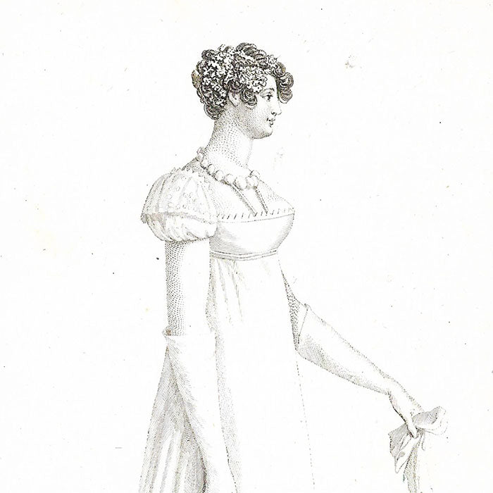 Costume Parisien, Journal des dames et des modes, 1808 épreuve avant la lettre de la gravure n°925