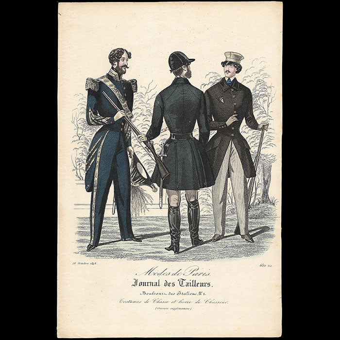 Modes de Paris, Journal des Tailleurs, gravure de mode masculine (1843)