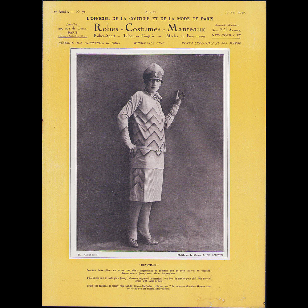 L'Officiel de la mode et de la couture de Paris, Supplément de juillet 1927