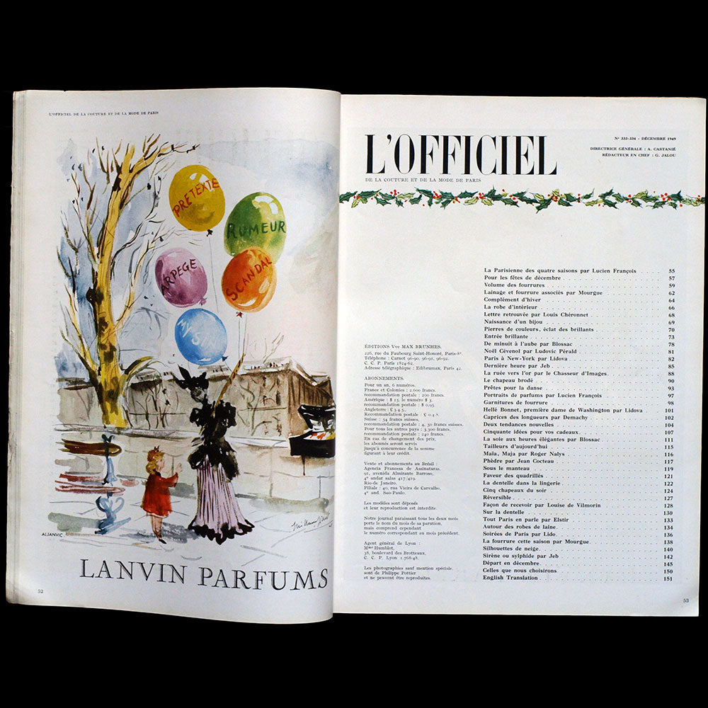 L'Officiel de la Couture et de la Mode de Paris (décembre 1949), couverture de Gruau