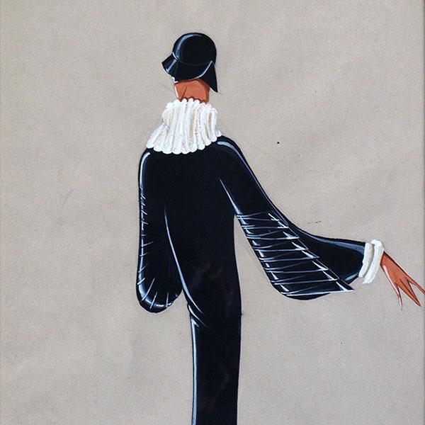 Jeanne Lanvin - Dessin du manteau Favilla, hiver 1929-1930