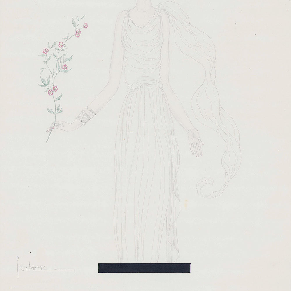 Vogue - Elégante à la branche, projet de couverture, dessin de Georges Lepape (circa 1931)