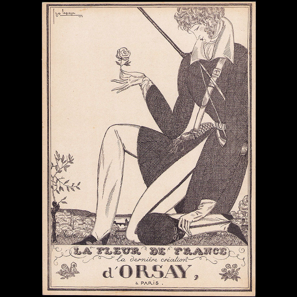 Les Parfums d'Orsay - Carton publicitaire pour La Fleur de France par Georges Lepape (1919)