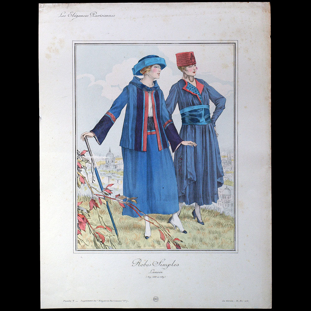 Lanvin - Robes simples, gravure des Elégances Parisiennes (1916)