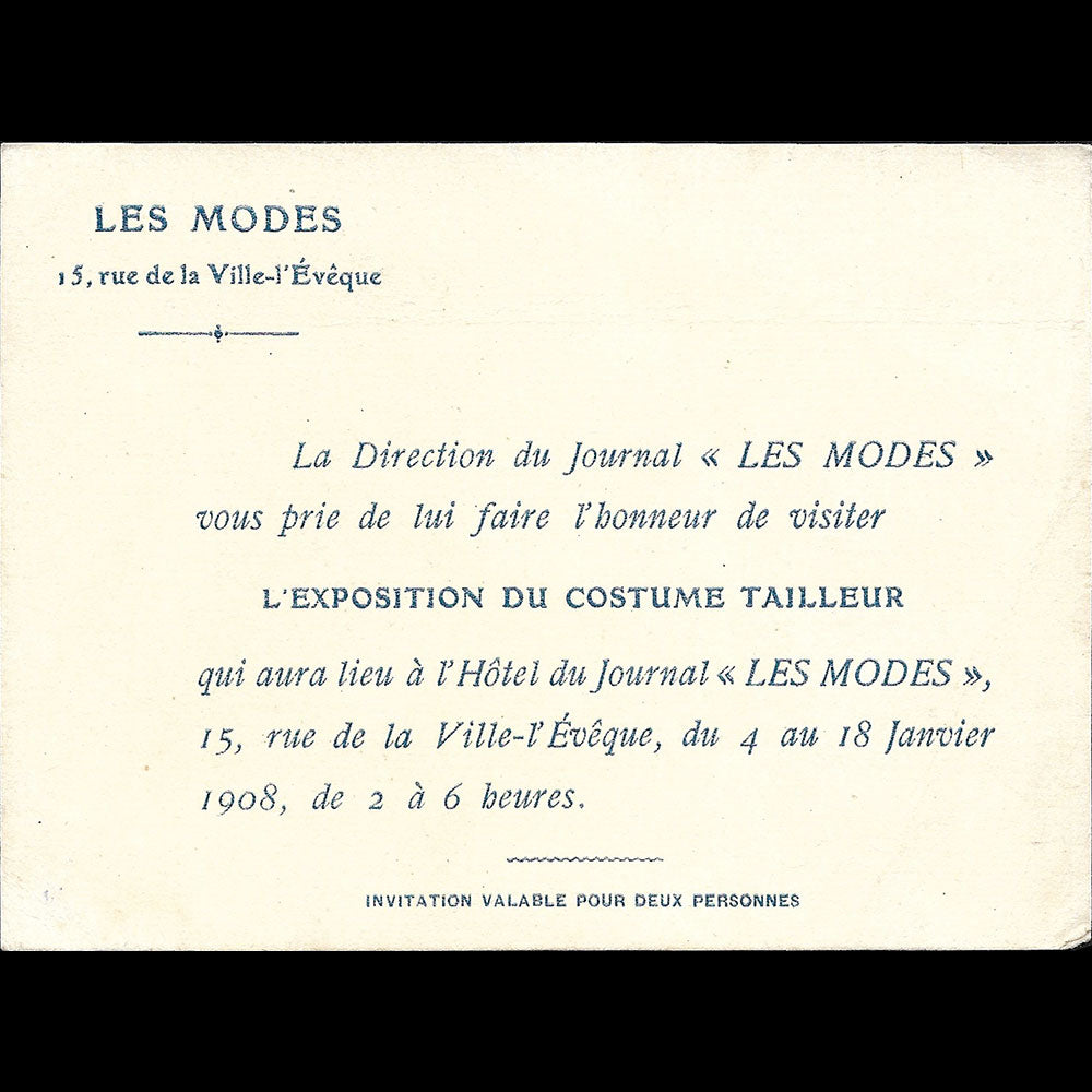 Les Modes - Invitation à l'Exposition du Costume Tailleur (1908)