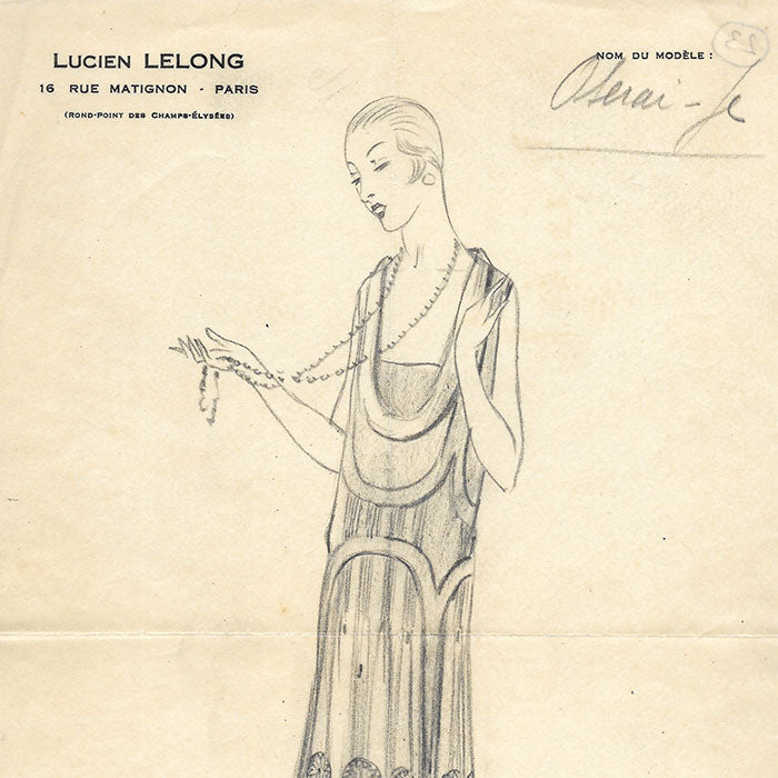 Lucien Lelong - Oserai-je ? dessin de robe (circa 1924-1926)