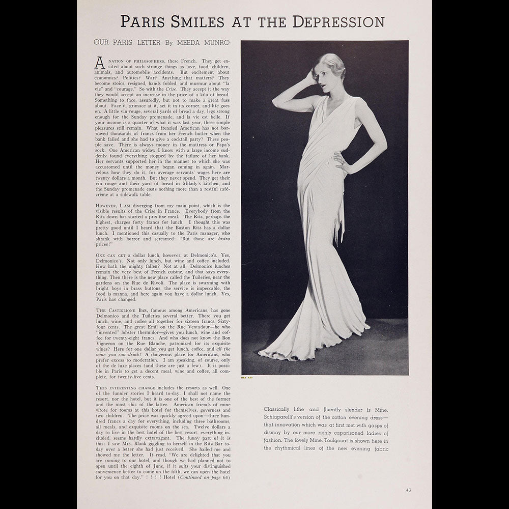 Man Ray - Madame Toulgouat en robe du soir de Schiaparelli (1932)