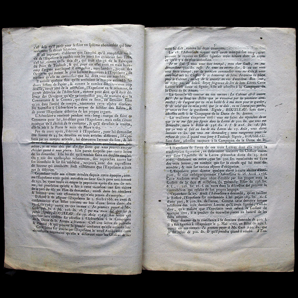 Marchande de Modes - Mémoire juridique, affaire Susanne Rousseau / Gach de Croses (1767)