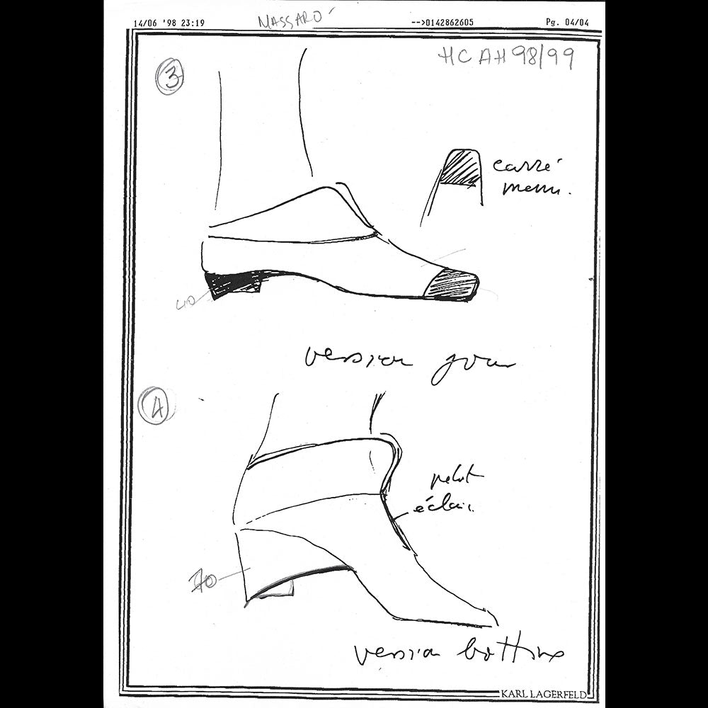 Chanel -  Réunion de 20 documents de travail à destination du bottier Massaro (1988-2004)