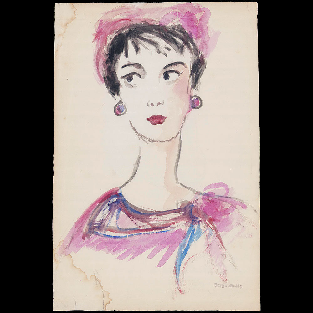 Serge Matta - Dessin double face (circa 1958-1962)