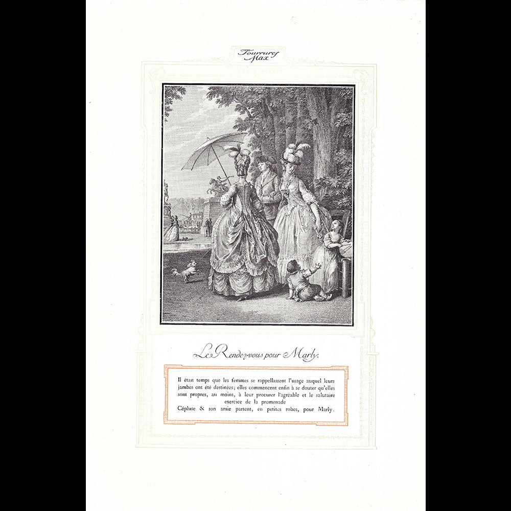 Fourrures Max - La mode au XVIIIe siècle par Moreau Le Jeune et au XXe siècle par Drian