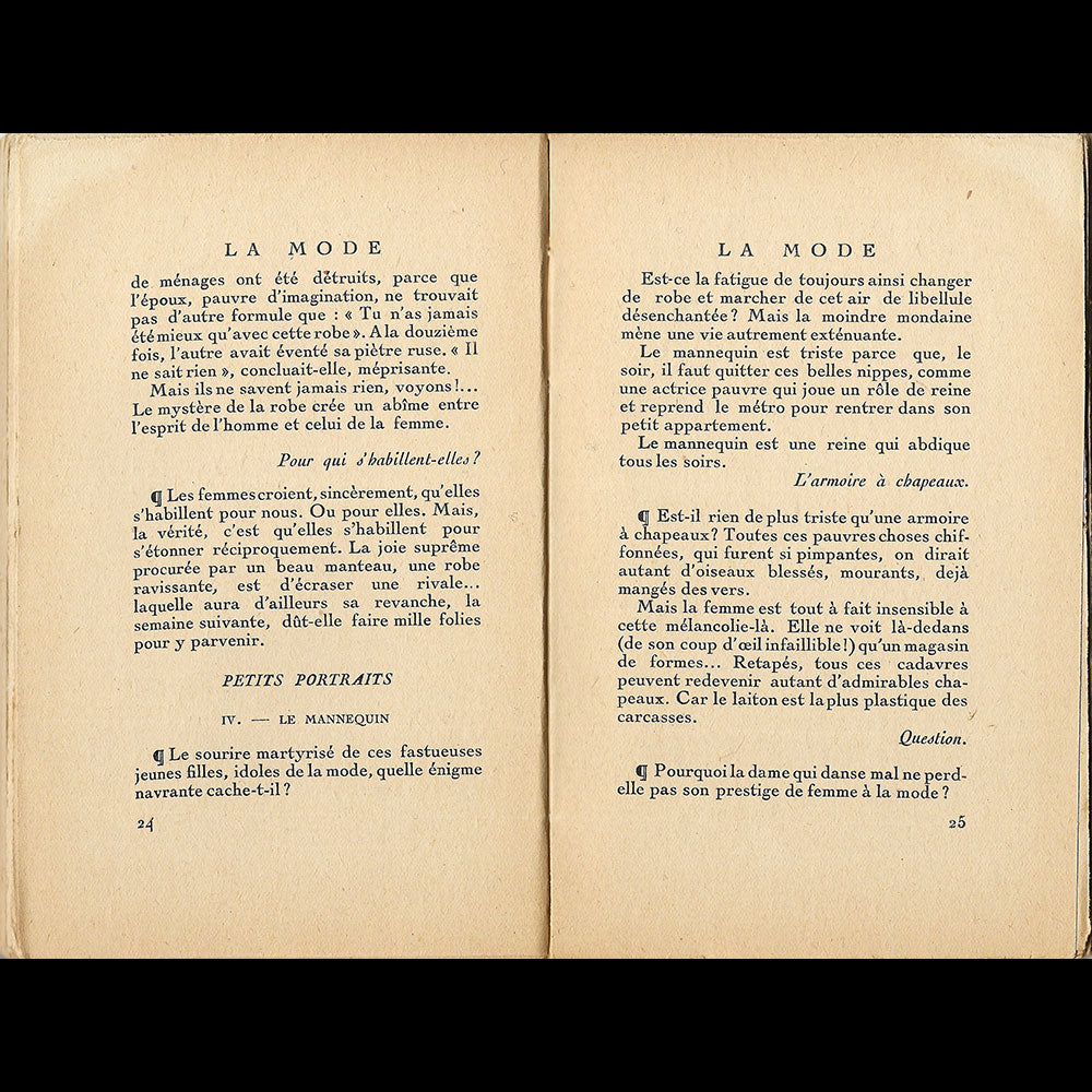 Francis de Miomandre - La Mode, Notes et Maximes (1927)