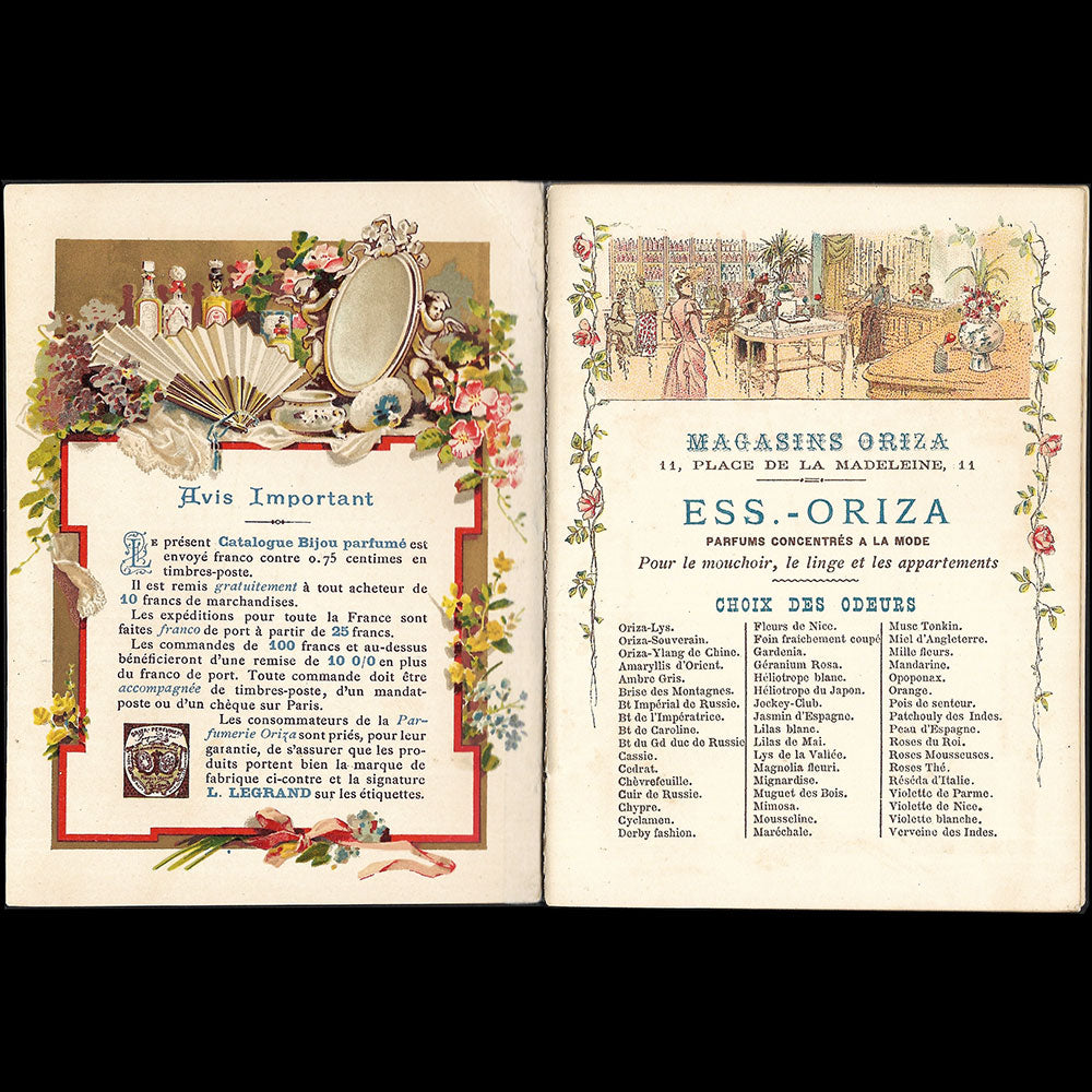 Parfumerie Oriza - Catalogue bijou de la parfumerie L. Legrand (circa 1890)