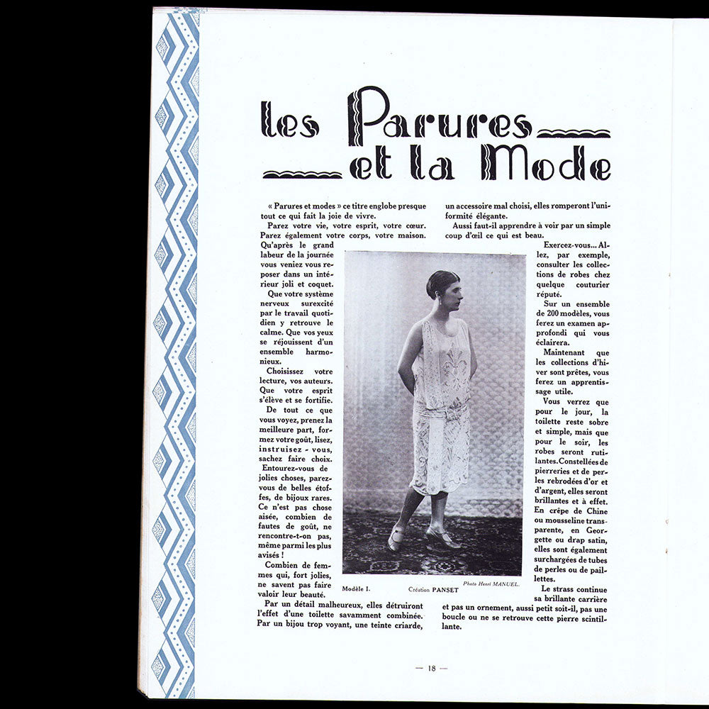 Parures, revues des Industries de la Mode, n°15, septembre 1927