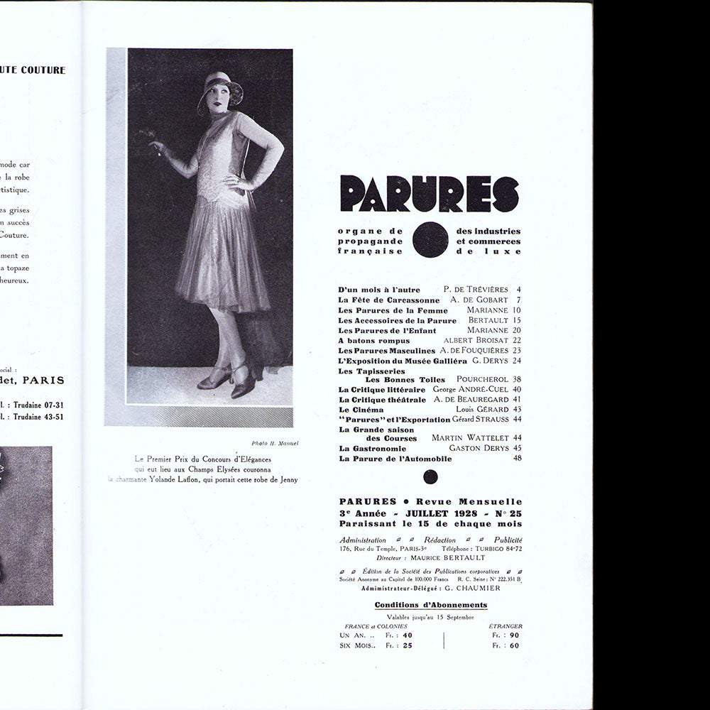 Parures, revues des Industries de la Mode, n°25, 15 juillet 1928