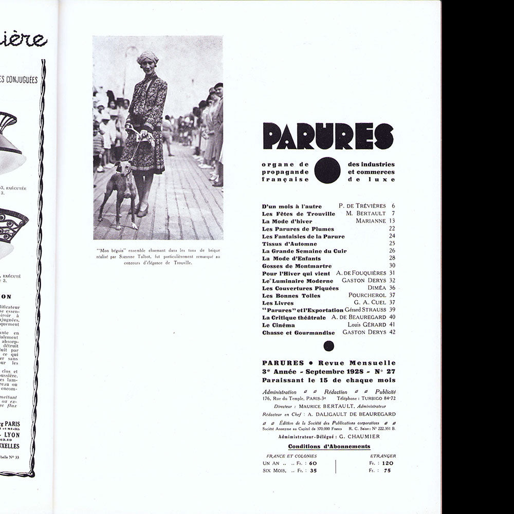 Parures, revues des Industries de la Mode, n°27, 15 septembre 1928