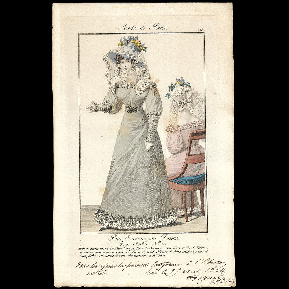 Petit Courrier des Dames, planche n°213 annotée par Hoguet (25 avril 1824)