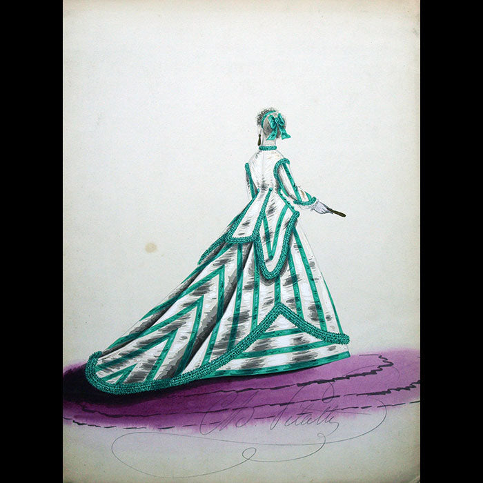 Dessin de Charles Pilatte pour les maisons Worth ou Ghys (circa 1860-1870)