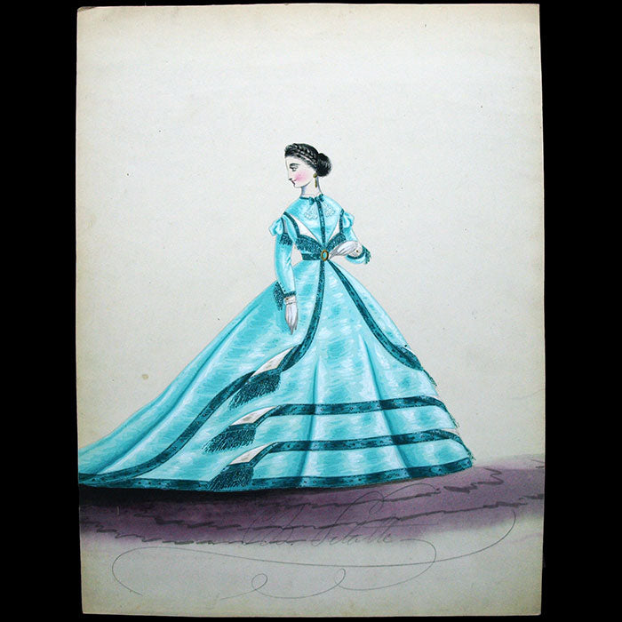 Dessin de Charles Pilatte pour les maisons Worth ou Ghys (circa 1860-1870)