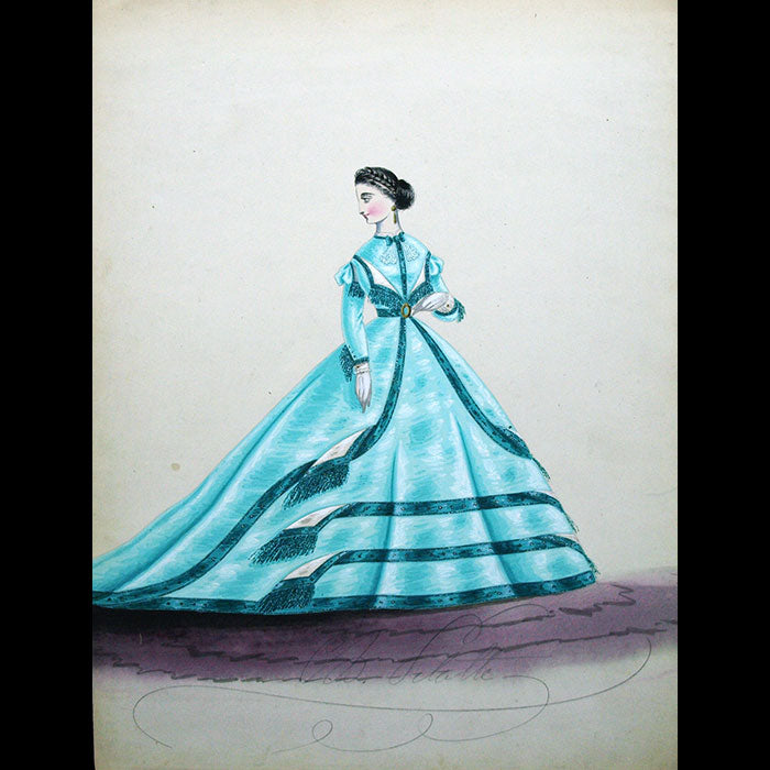 Dessin de Charles Pilatte pour les maisons Worth ou Ghys (circa 1860-1870)