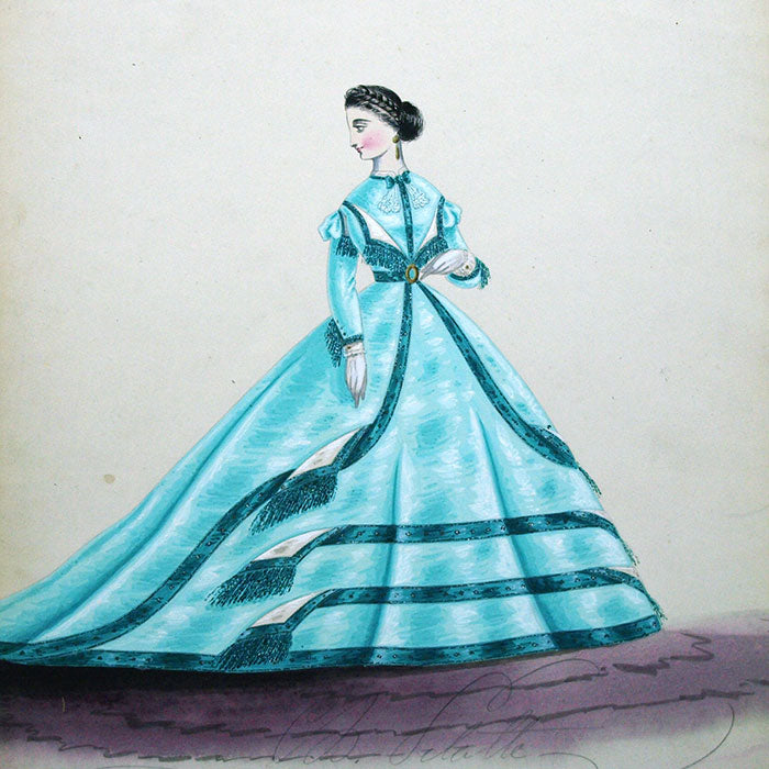 Dessin de Charles Pilatte pour les maisons Worth ou Ghys (circa 1860-1870)