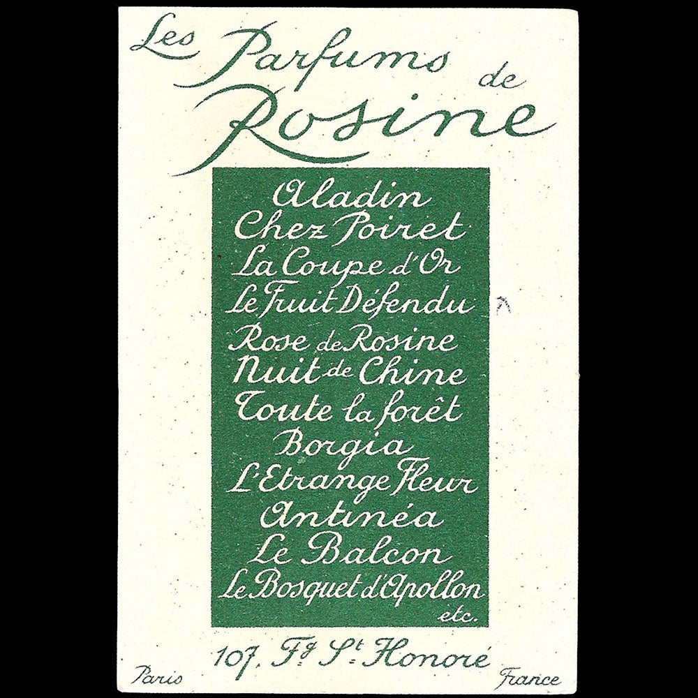 Paul Poiret - Toute la Forêt, carte des Parfums de Rosine (circa 1922)