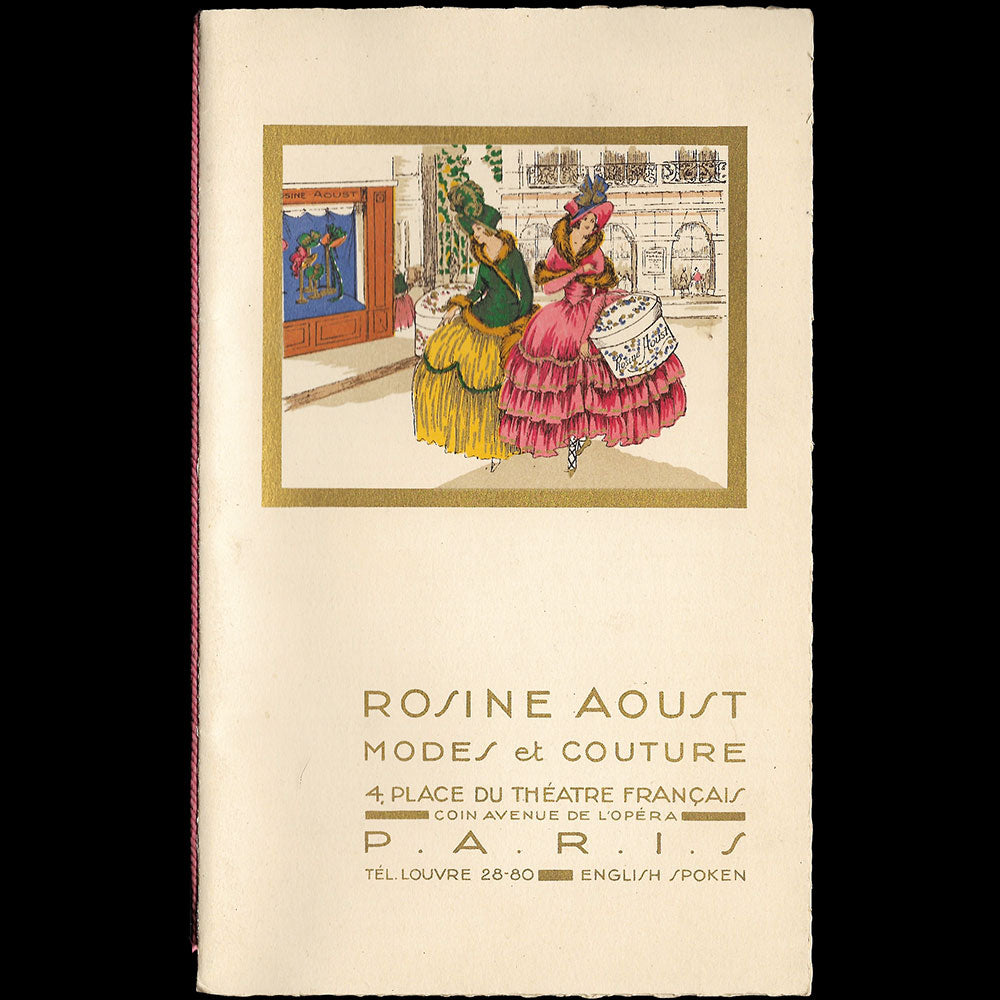 Rosine Aoust - Document de la maison de modes et couture, 4 place du théâtre français à Paris (circa 1930)