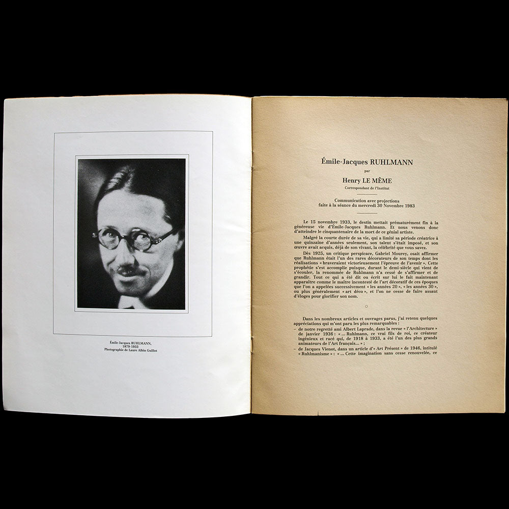 E.-J. Ruhlmann - Communication par Henry Le Meme à l'Institut de France (1984)