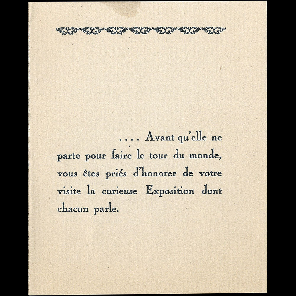 Salon du Goût Français - Invitation à la première édition au Palais des Glaces (1921)