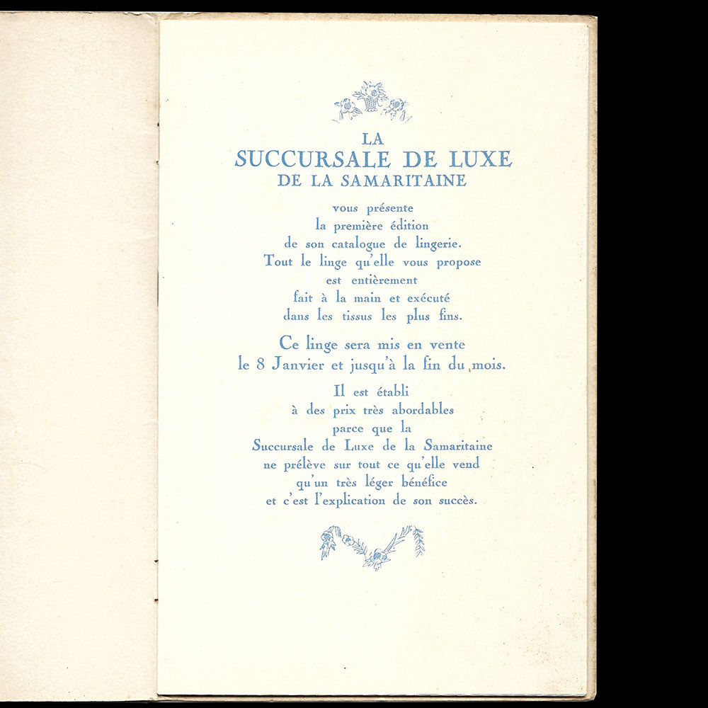 Succursale de luxe de la Samaritaine - Catalogue de lingerie, couverture de Pierre Mourgue (1920s)