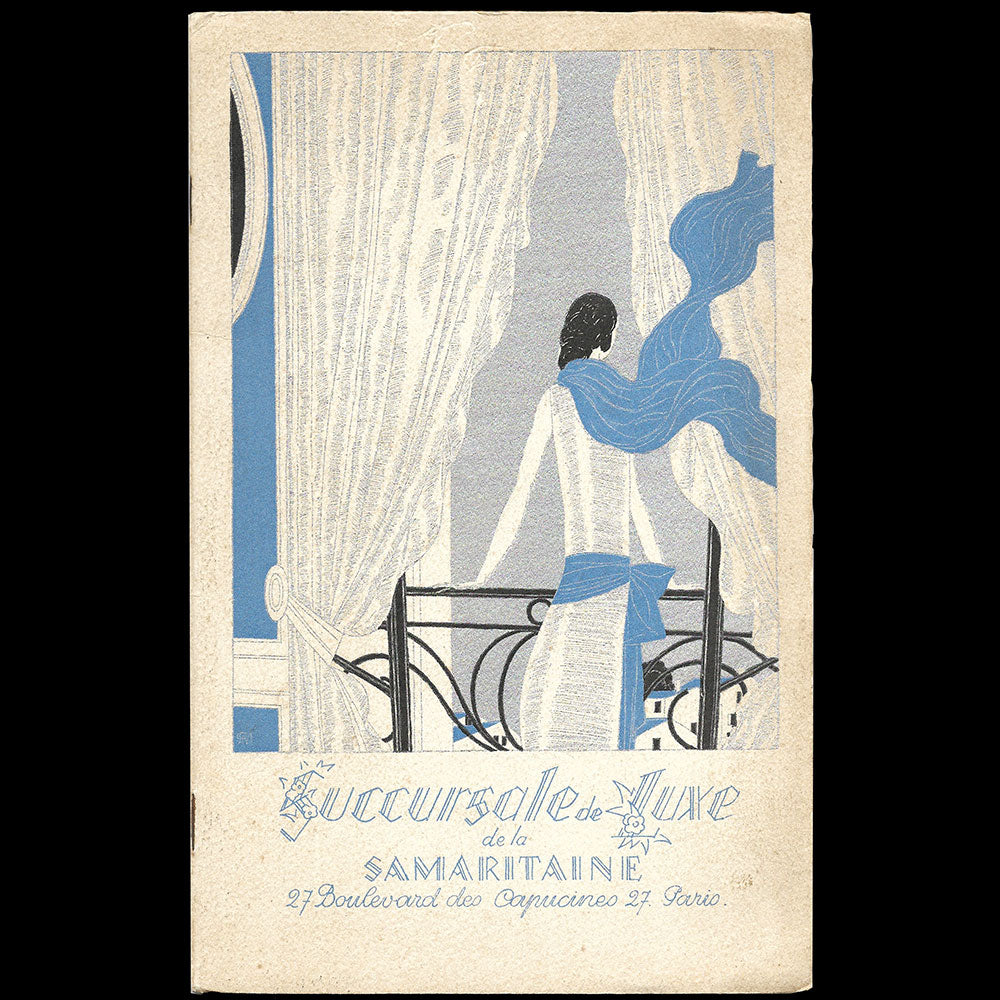 Succursale de luxe de la Samaritaine - Catalogue de lingerie, couverture de Pierre Mourgue (1920s)