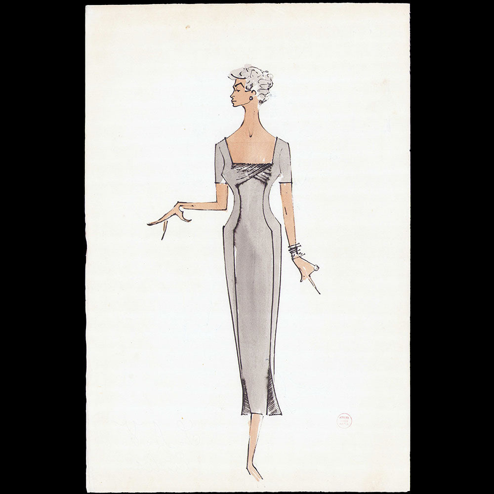 Serge Matta - Dessin de tailleur pour Schiaparelli (1950-1954)